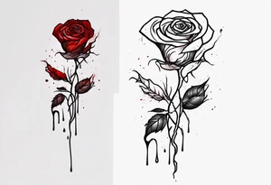 rose flower, one line, blood dripping from the flower, tall tattoo idea