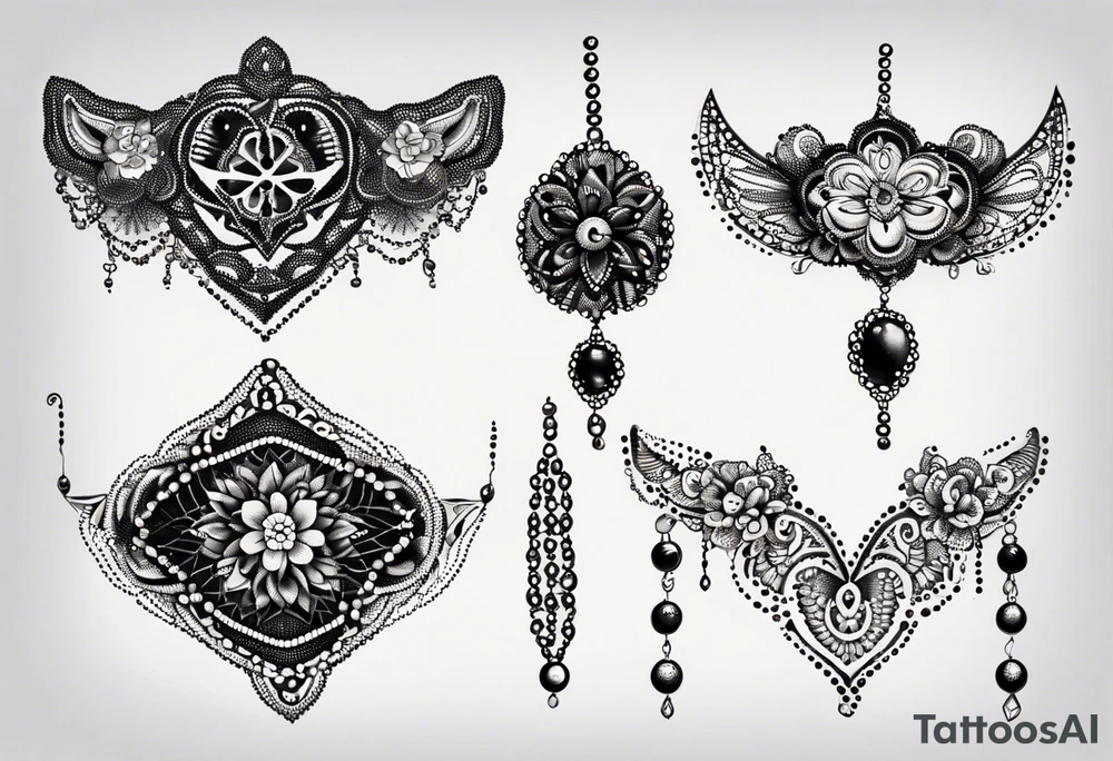 Beads and lace tattoo idea