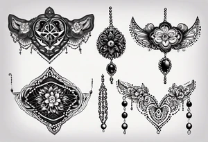 Beads and lace tattoo idea