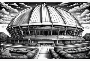 Half Houston Astrodome and half Minute Maid Park tattoo idea