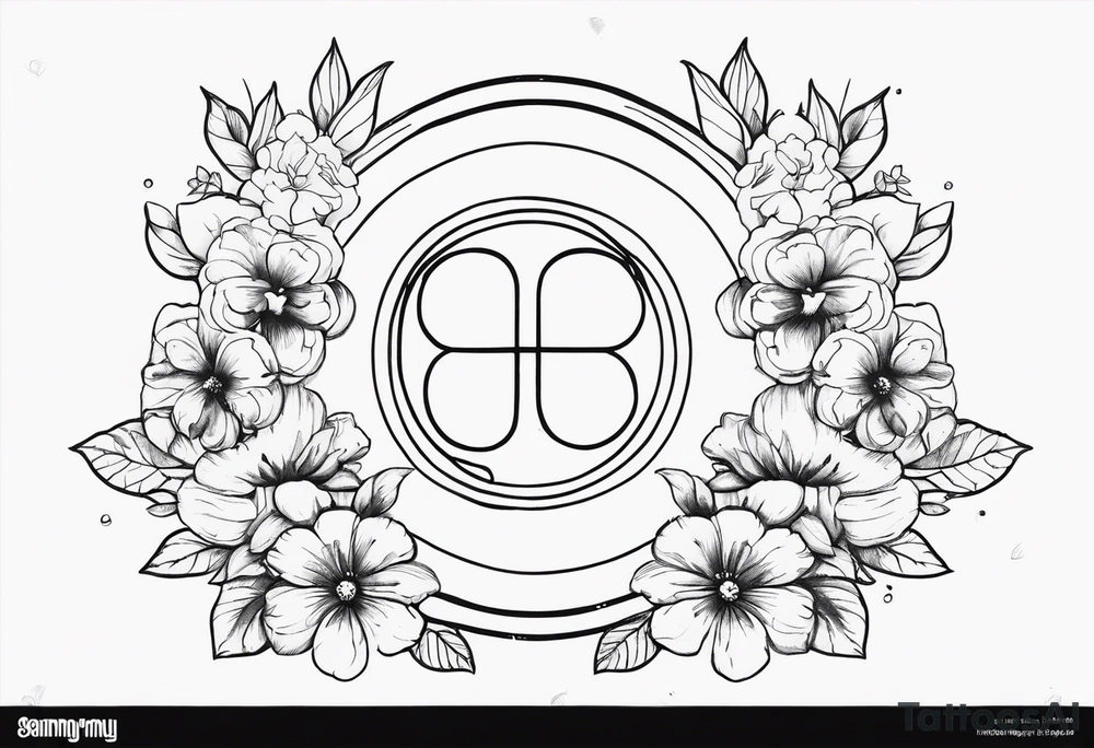 Gemini symbol with flowers tattoo idea