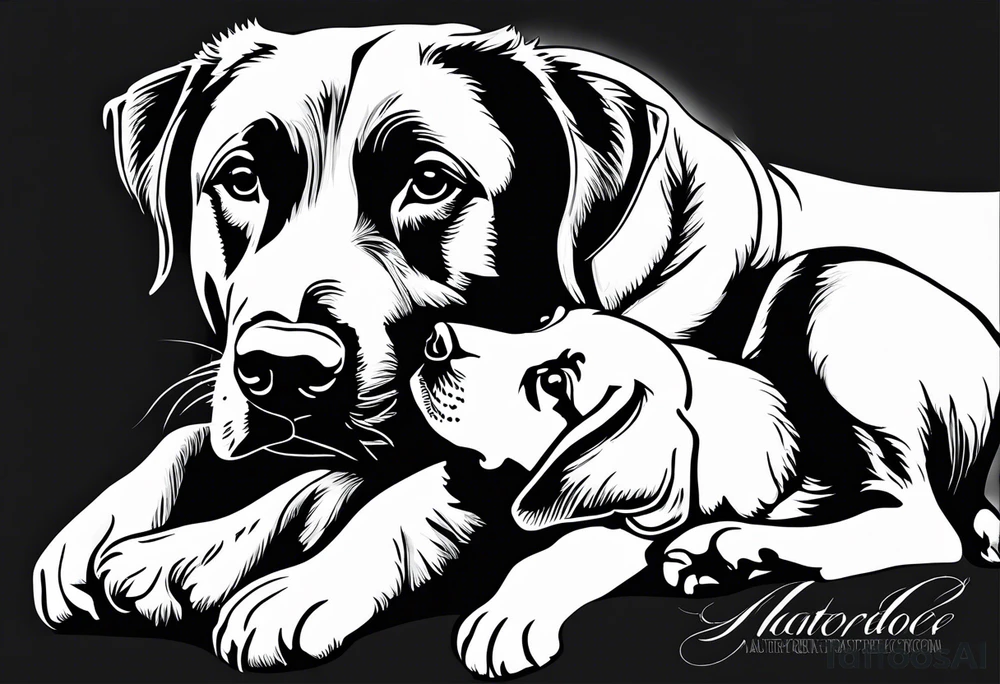 LABRADOR PLAYING WITH CHILDREN tattoo idea