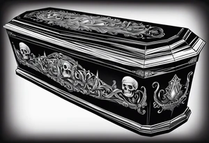 Plain Coffin in graveyard tattoo idea