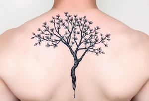jacaranda tree no leave or flowers with lace drop embellishment tattoo idea