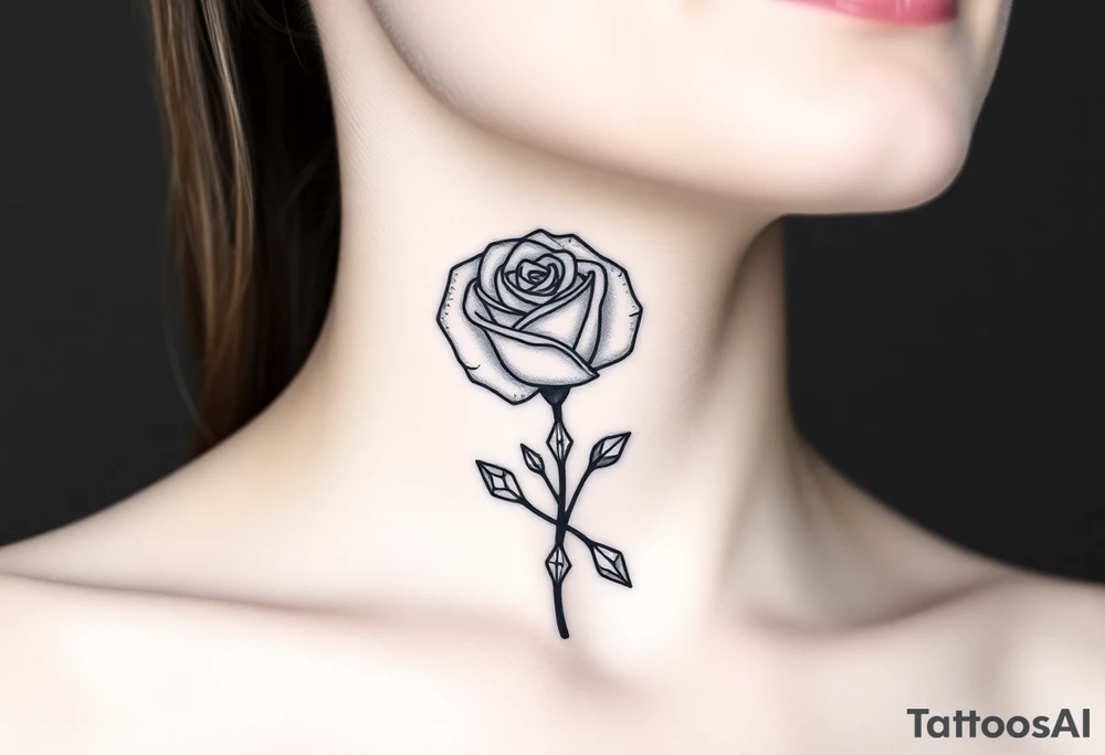 Rose with diamonds tattoo idea