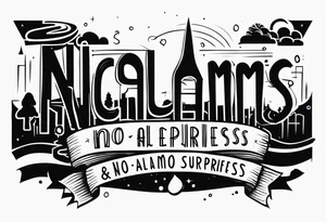 "no alarms and no surprises" in a handwritten font tattoo idea