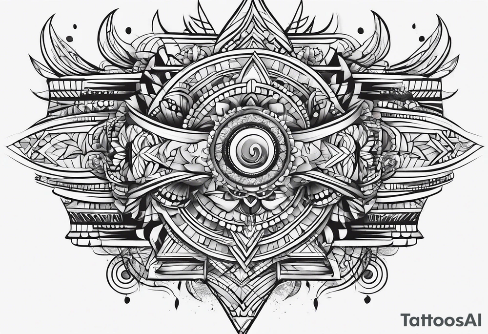 simple lines armband and back tattoo idea