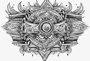 simple lines armband and back tattoo idea