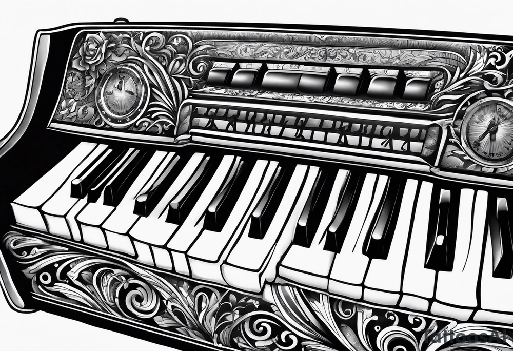 rock n roll keyboard tattoo idea