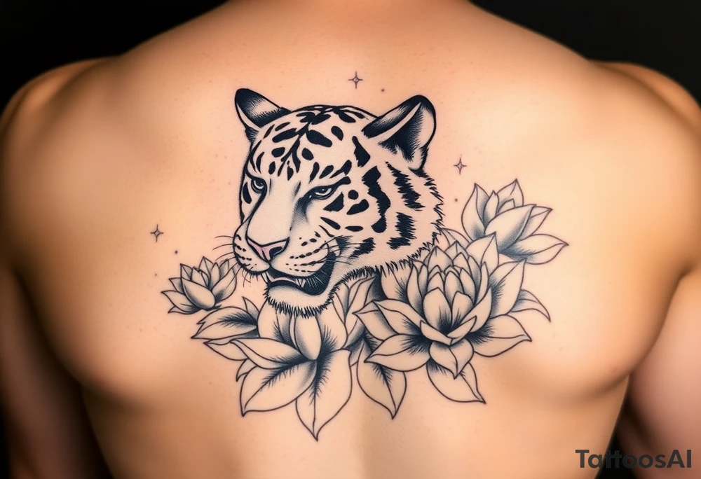 fierce tiger emerging through blooming lotus flowers in mist tattoo idea fierce tiger emerging through blooming lotus flowers in mist tattoo idea