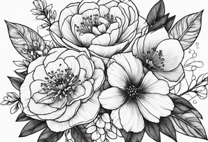November birth flower and July birth flower in a bouquet tattoo idea