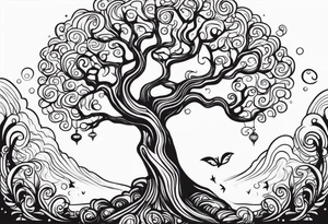 Creepy tree asymmetrical tattoo idea