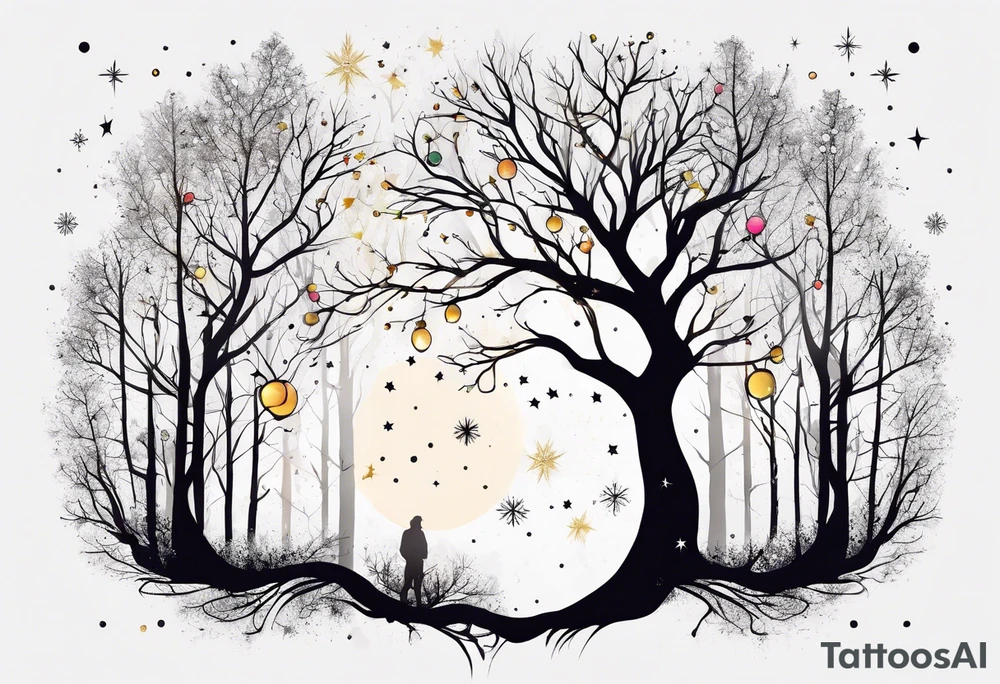 Constellation, tree , snowflake tattoo idea