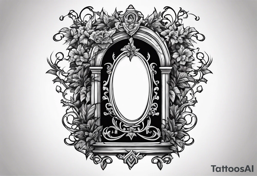 Leafy vines with tombstone tattoo idea
