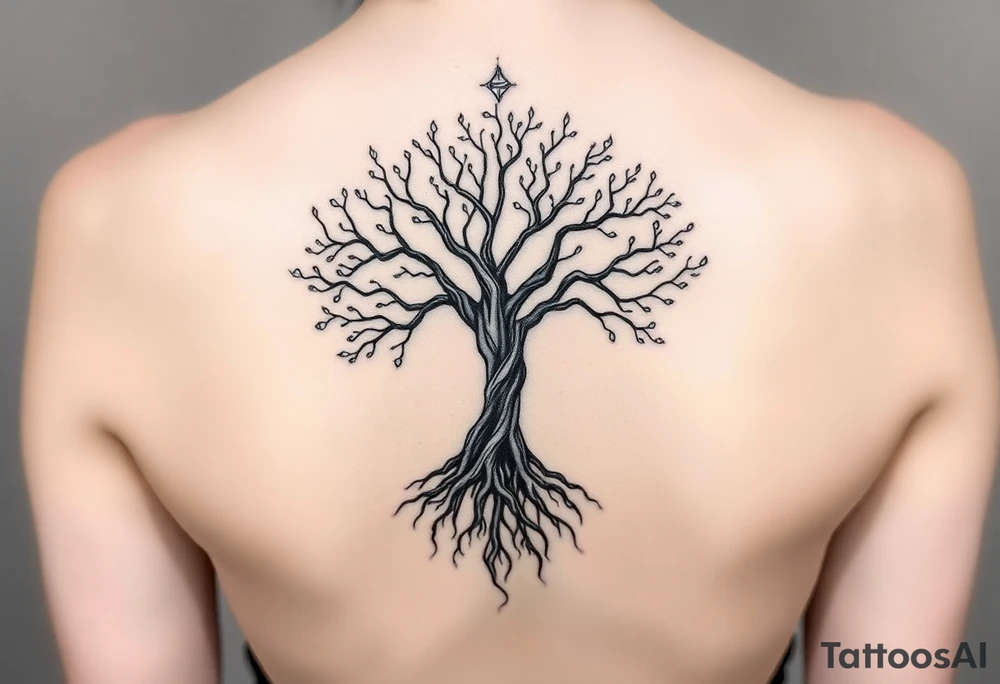 mystical tree of life with cosmic roots and celestial branches tattoo idea mystical tree of life with cosmic roots and celestial branches tattoo idea