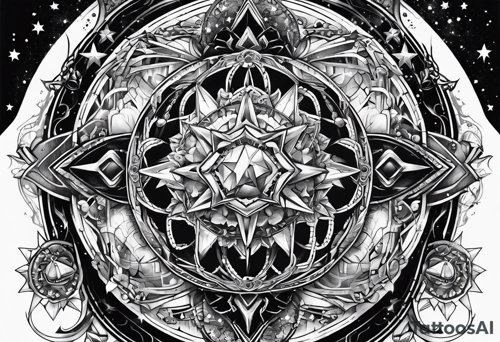 Tesseract and stars tattoo idea