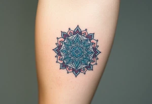 intricate mandala with sacred geometry and cosmic elements tattoo idea