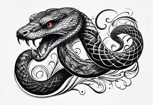Arm tattoo with a snake amd smoke tattoo idea