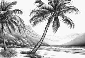 A lonely palm tree tattoo idea