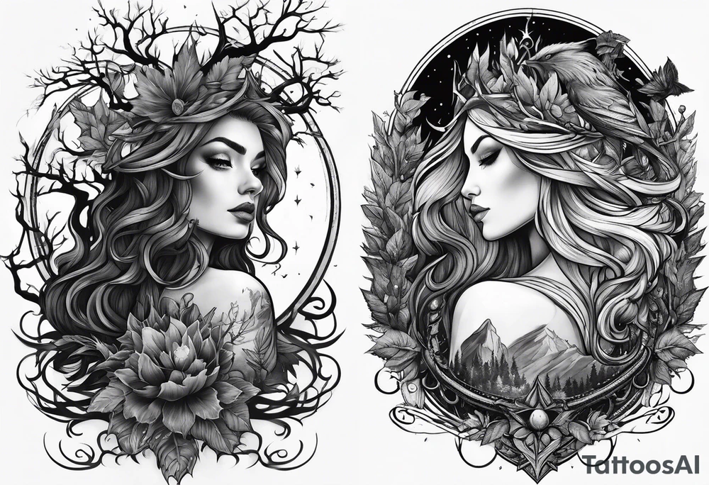 Tree witch tattoo idea