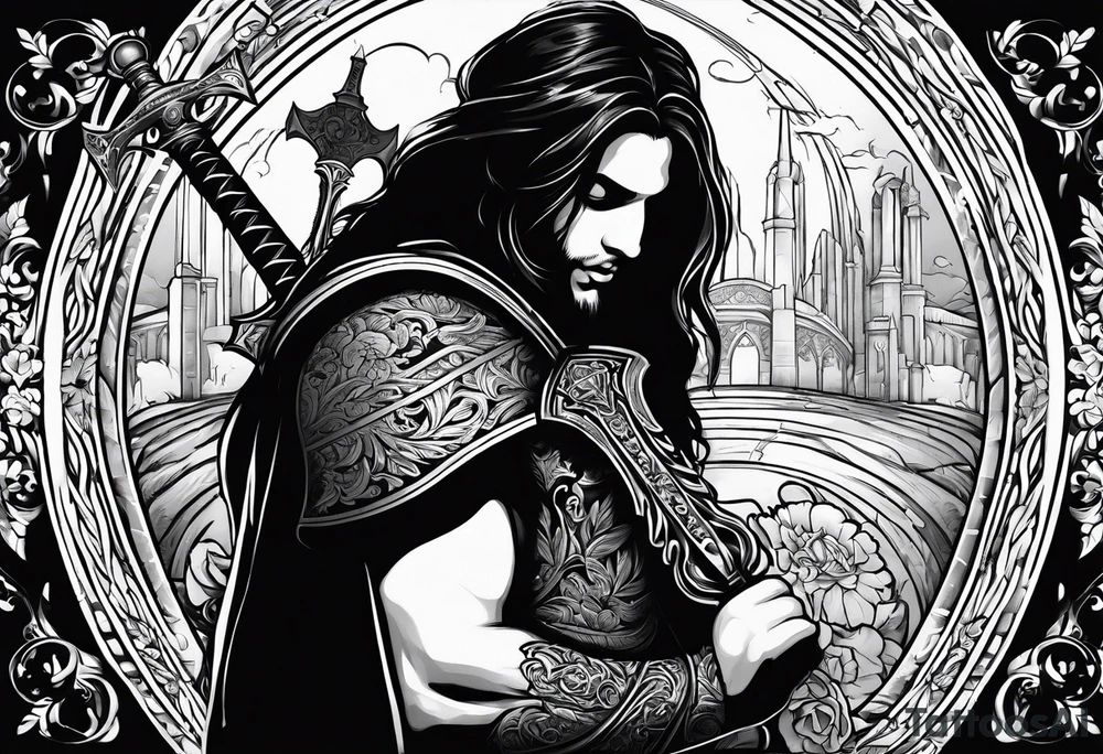 Sword, Bible, love tattoo idea