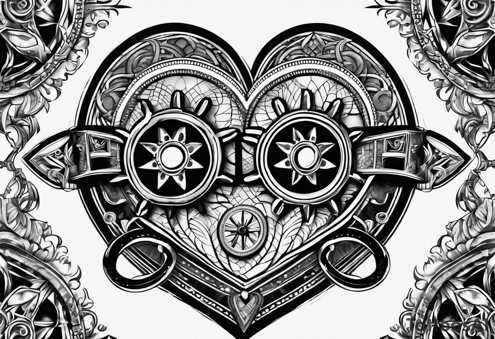 four steering wheels in a heart shape tattoo idea