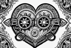 four steering wheels in a heart shape tattoo idea