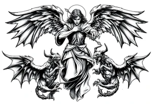 Michael the archangel fighting demons tattoo idea