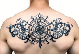 vintage roman numerals within ornate clockwork mechanism tattoo idea