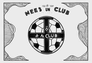 a cross with soccer ball and text MÉS QUE UN CLUB tattoo idea