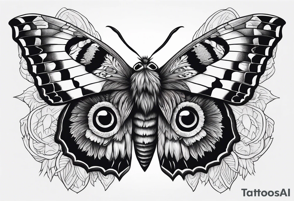 Dead head moth with owl eyes tattoo idea
