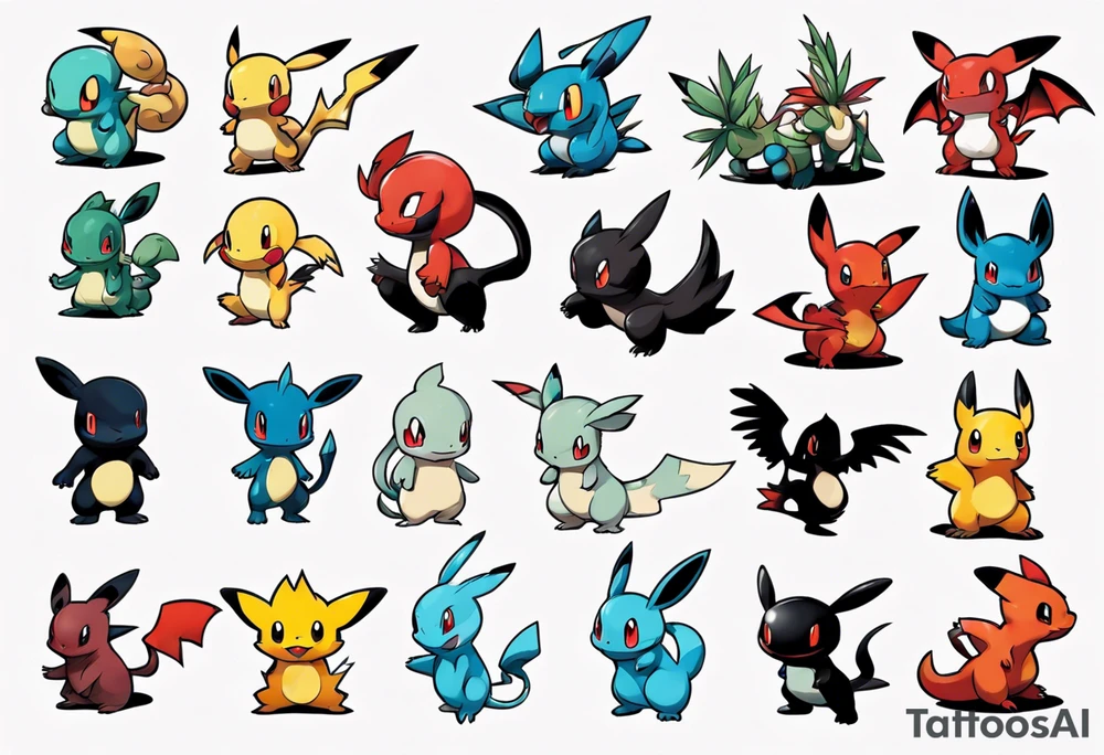 Pokémon silhouettes elegant and playful tattoo idea