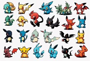 Pokémon silhouettes elegant and playful tattoo idea