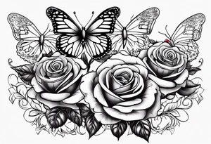 Butterflies flying with roses & filligree tattoo idea