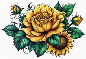 flower rose , sunflower, animal tattoo idea