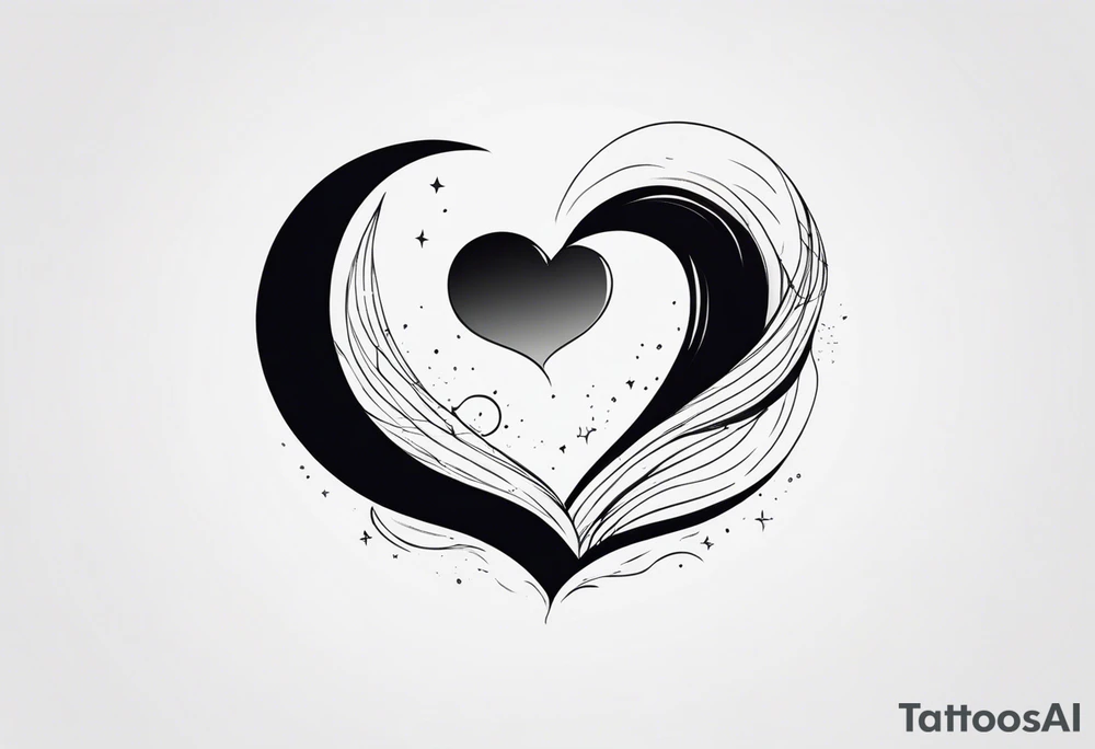 Crescent moon with a love heart inside tattoo idea