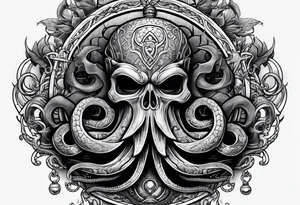 Kraken, up close,  with rune on forehead tattoo idea