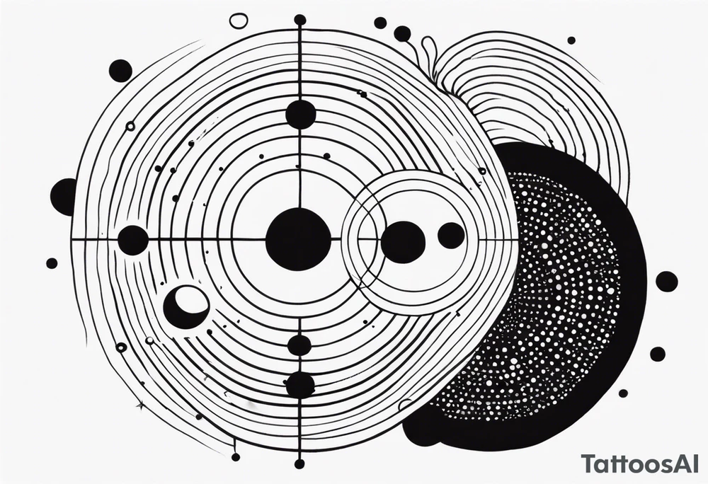 spiritual design made of black dots and circles tattoo idea