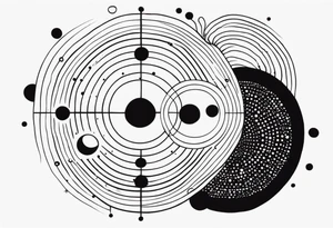 spiritual design made of black dots and circles tattoo idea