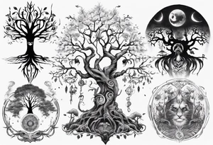Tree of life and spirits tattoo idea