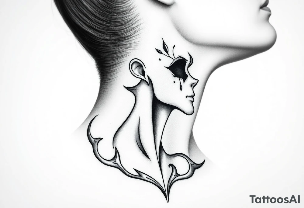Show me a full  neck tattoo of Danny phantom tattoo idea