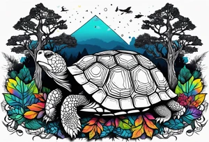 Tortoise with trees tattoo idea