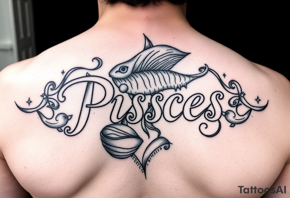 From the word “Pisces” around the word female characteristics of the zodiac girly tattoo idea