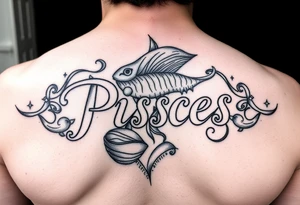 From the word “Pisces” around the word female characteristics of the zodiac girly tattoo idea