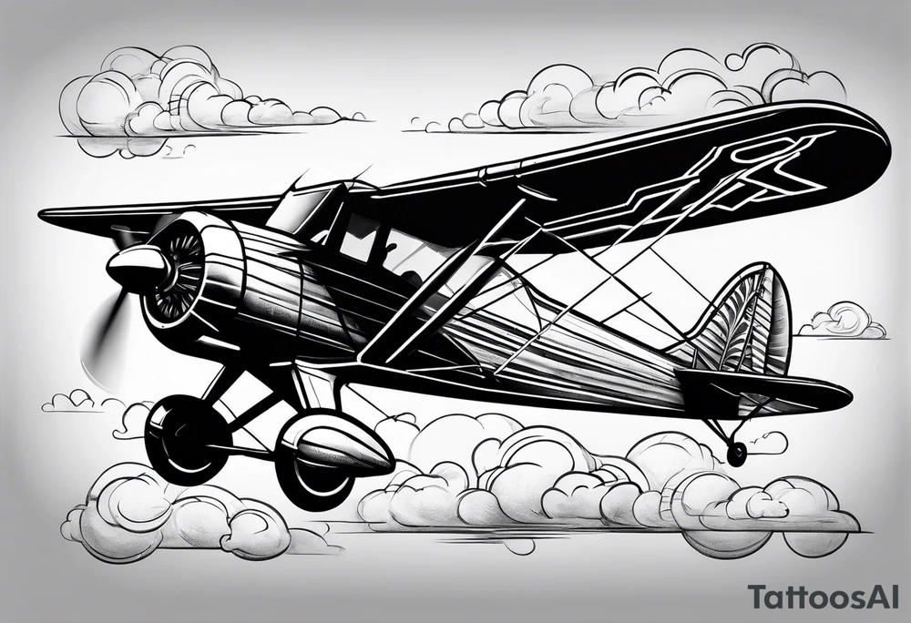 sketch of adventure plane in perspective from the bottom tattoo idea