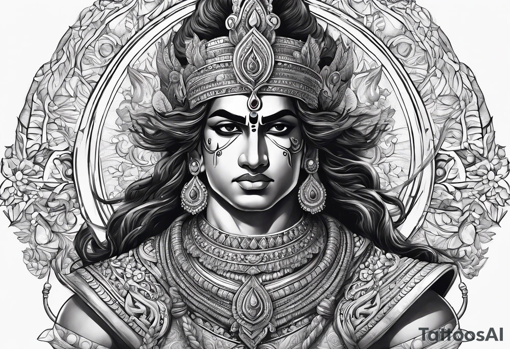 Karna Mahabharata With Bow tattoo idea