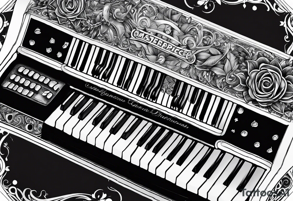 rock n roll keyboard tattoo idea