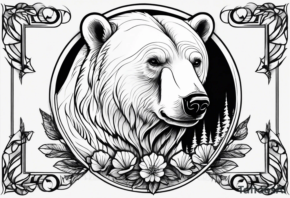 Polar bear in a minimalist but masculine
way tattoo idea