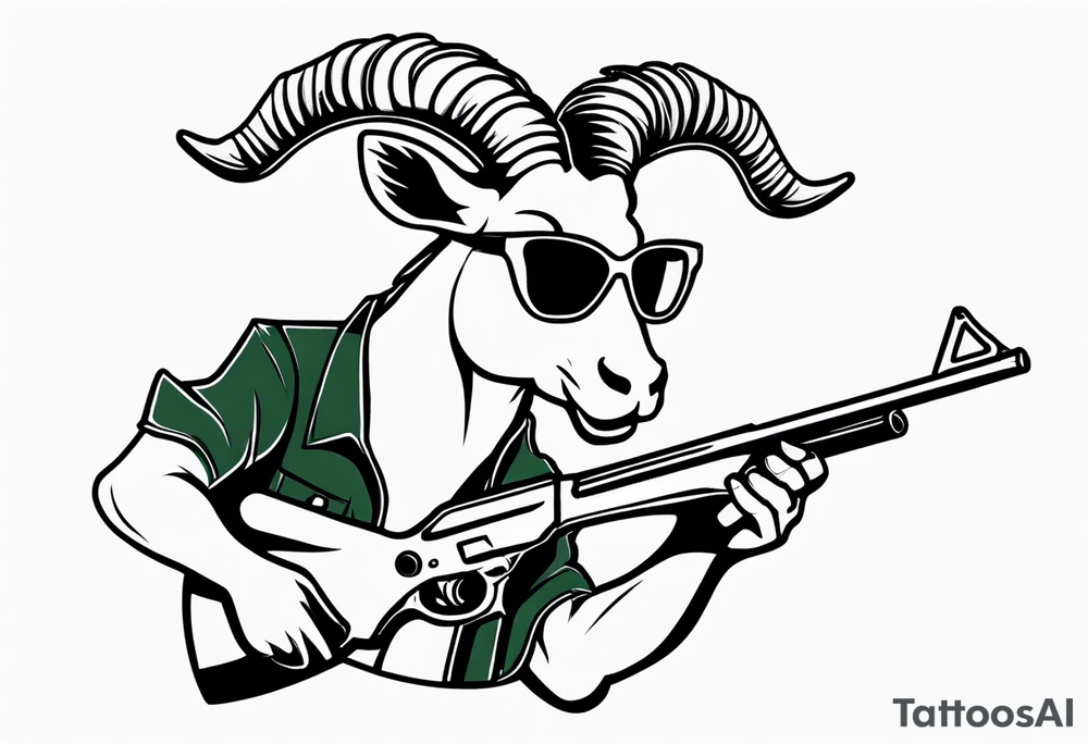 capricorn with sunglasses and shotgun tattoo idea