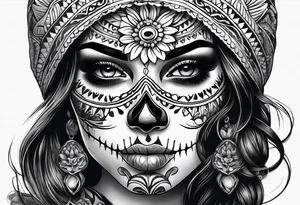 mexican style woman skull tattoo tattoo idea